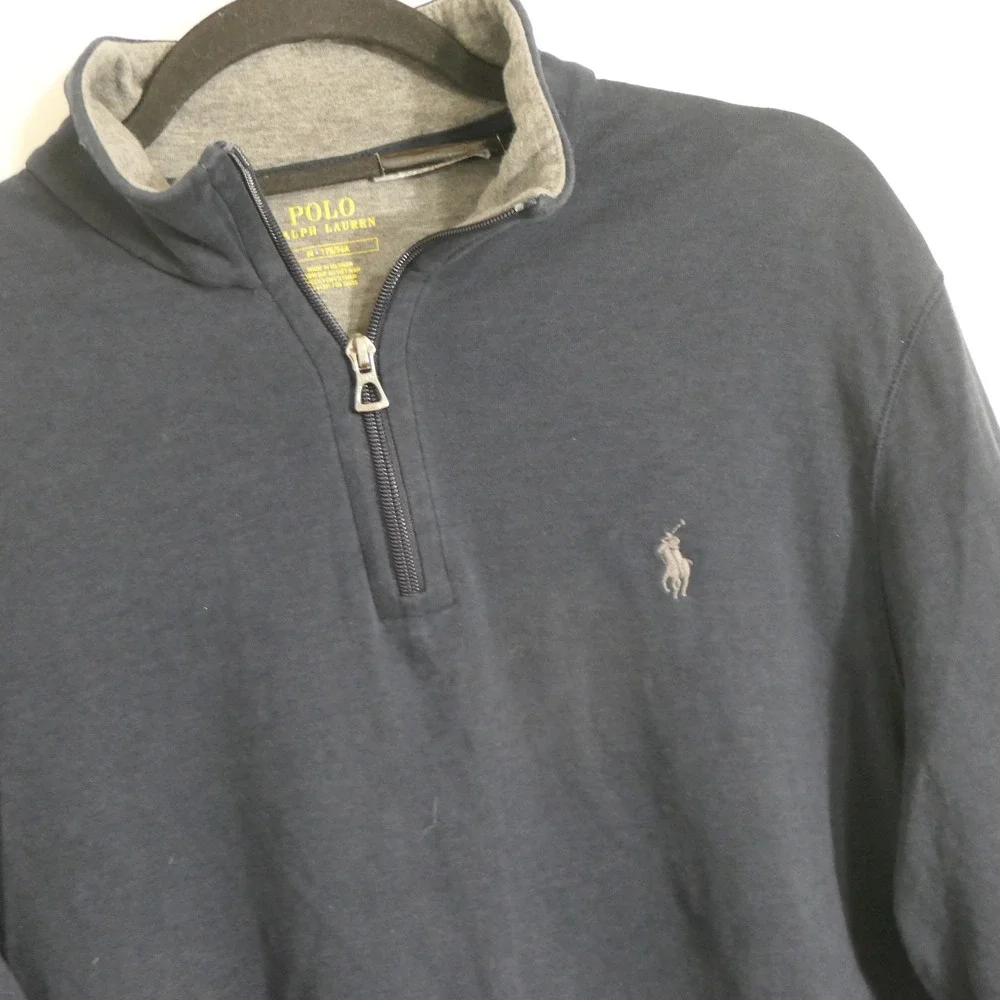 Polo Ralph Lauren Mens Pullover M Navy 1/4 Zip Preppy Quiet Luxury 710680863001